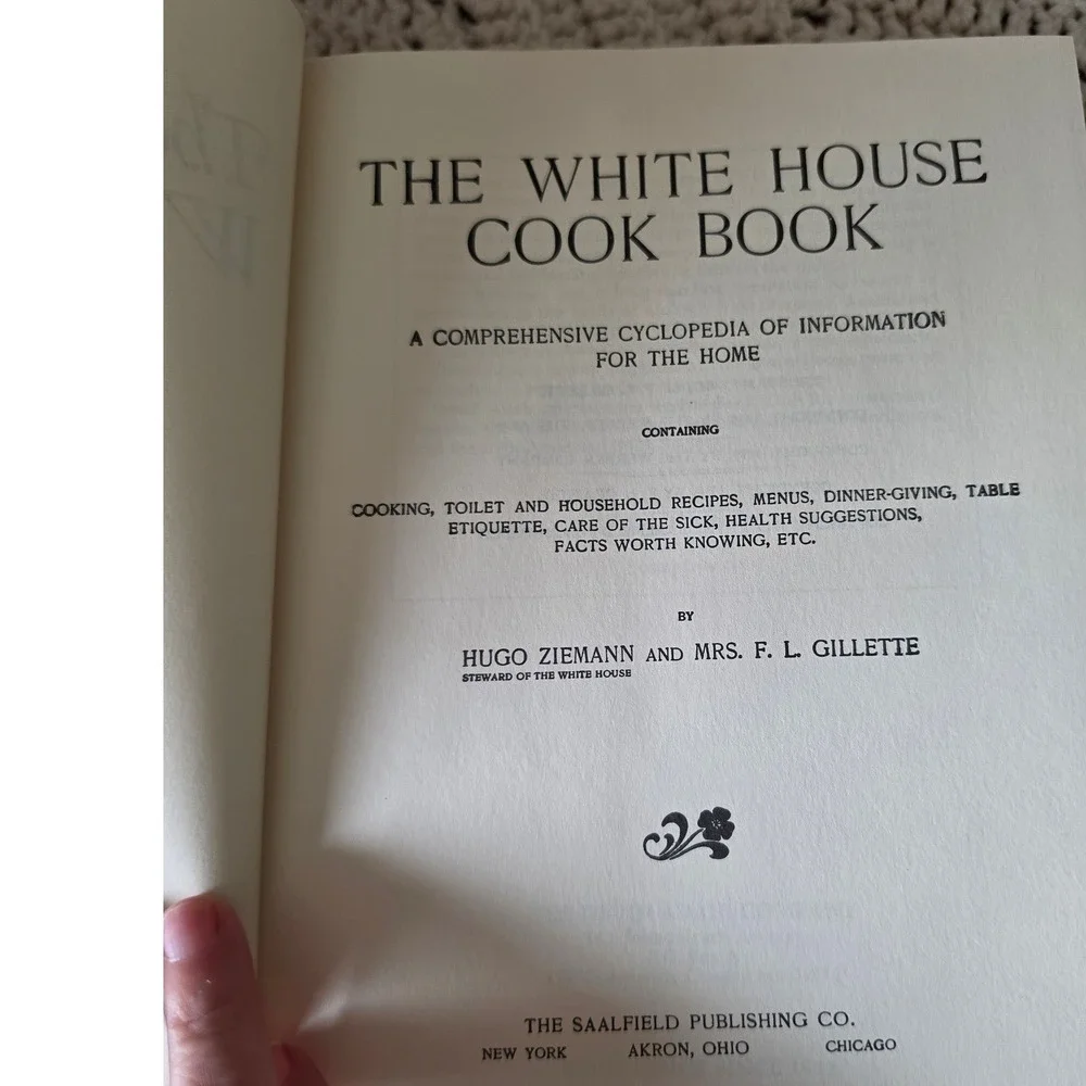 The Original White House Cookbook 1983 Reprint Ziemann Gillette Hardcover Yellow